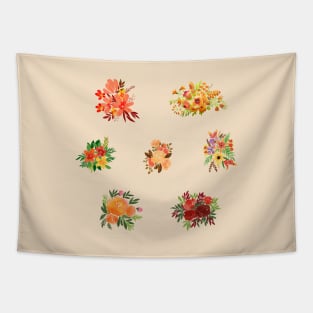 Watercolor flowers red set Tapestry