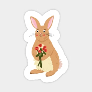 Rabbit with Roses Magnet