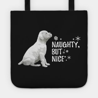 Naughty but Nice Christmas, White Boxer Dog Tote