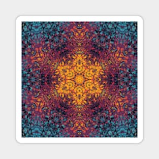 Digital Mandala Yellow Blue and Purple Magnet