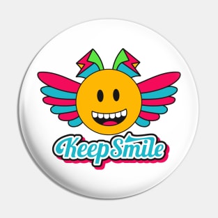 Keep smiling and Rainbow wings emoji Pin