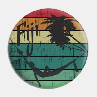 Fiji Vacation Retro Vintage Sunset Souvenir Pin