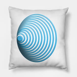 Geometric light blue concentric circles 3D doodle art Pillow