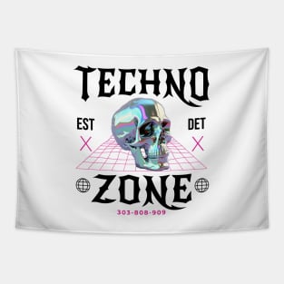 TECHNO - Techno Zone Skull (Black/pink) Tapestry