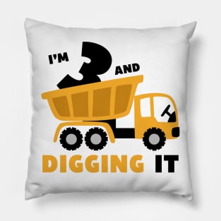 I'm 3 and Digging it Funny 3rd Birthday Excavator Kids Pillow