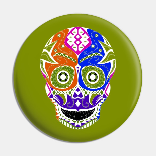 skeleton smile in mexican pattern in green Pin by jorge_lebeau