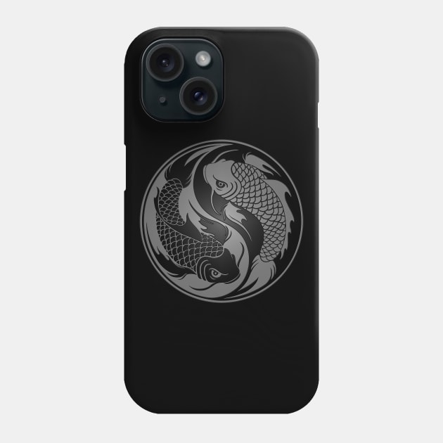 Gray and Black Yin Yang Koi Fish Phone Case by jeffbartels