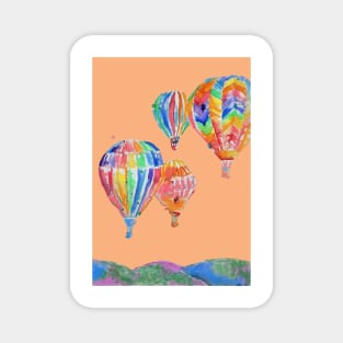 Air Balloon Watercolor Painting on Apricot Orange Balloons Magnet