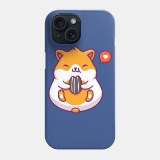 Cute Hamster Eating Sunflower Seed With Speech Bubble Love Cartoon Phone Case