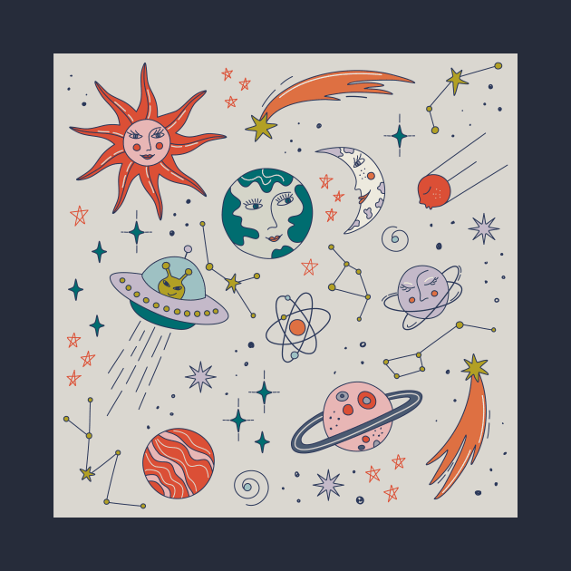 Cute doodle retro Space print by DanielK