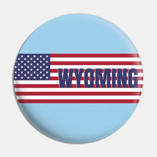 Wyoming State in American Flag Pin