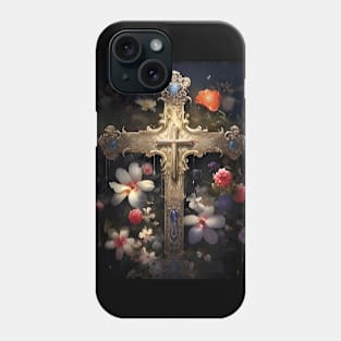 Blue Jeweled Cross Phone Case