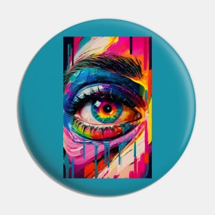 Colourful Eye art Pin