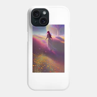 Cute Anime Girl in Field of Red Flowers & Trees - Future Phone Case