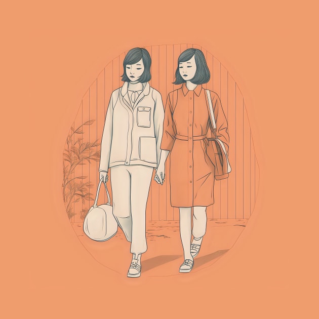 Two Asian female women walking by KOTYA