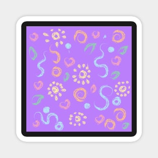 Cute baby pattern  flower and sun paint violet Magnet