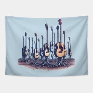 Guitars growing from the ground Tapestry