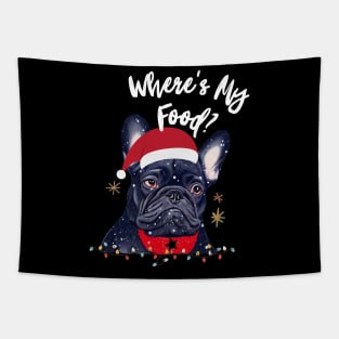 Adorable Blue French Bulldog Puppy in Christmas Costume Food Christmas Foodie Tapestry