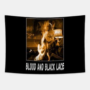 Giallo Iconic Styling Anthems and Black Lace Vintage Scenes Tee Tapestry