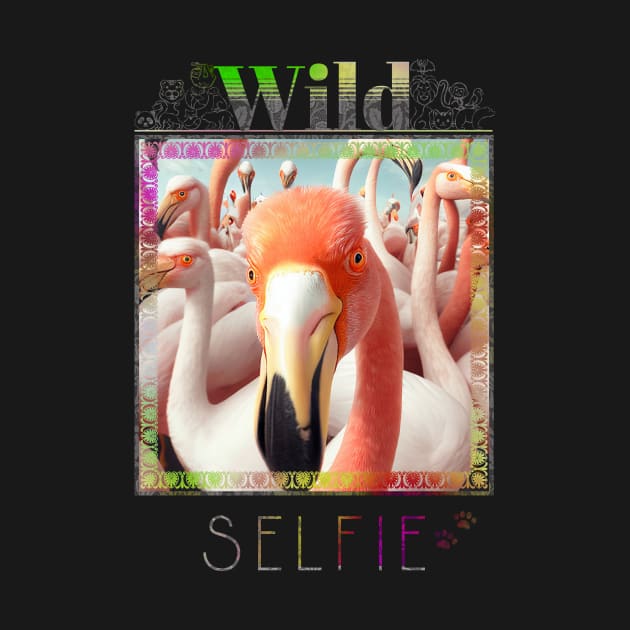 Bird Flamingo Wild Nature Funny Happy Humor Photo Selfie by Cubebox