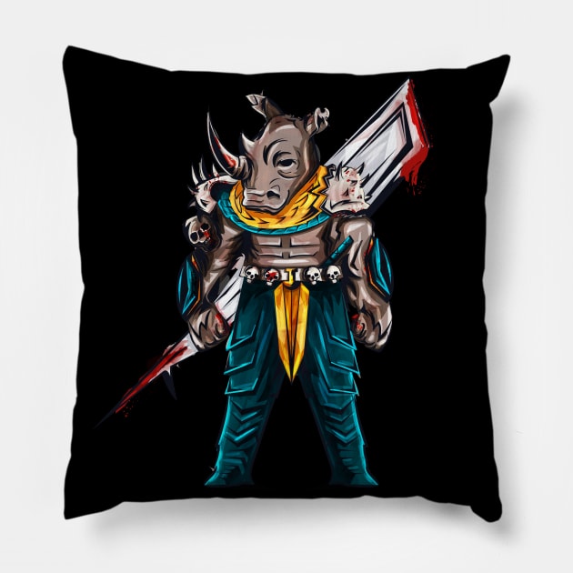 Rhino Samurai Pillow by WilsonRojasa