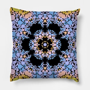 Dot Mandala Flower Blue and Yellow Pillow