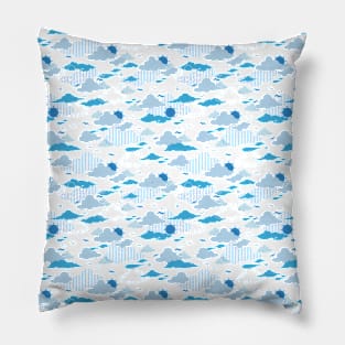 Fluffy Cloud Sunny White Sky Pattern Pillow