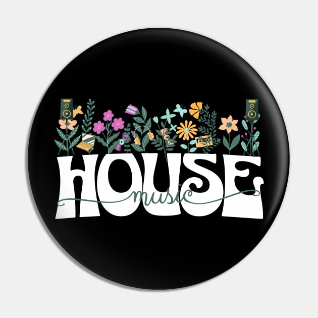 HOUSE MUSIC  - Beats In Bloom (white/green/purple) Pin by DISCOTHREADZ 