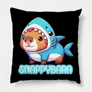 Snappybara Capybara in a Shark Costume Funny Kawaii Pillow