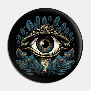 Psychedelic Mushroom with Big Eye Surreal Trippy Nature Pin