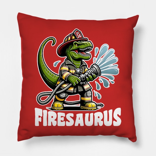 Firesaurus Dinosaur Firefighter Pillow by DetourShirts