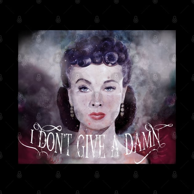 Gone With The Wind quote "I don't give a damn" Scarlett O'Hara Watercolor by Bramblier