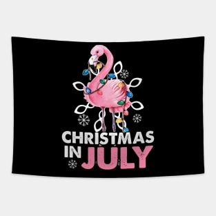 Christmas In July Santa Flamingo Summer Xmas Gift Tapestry