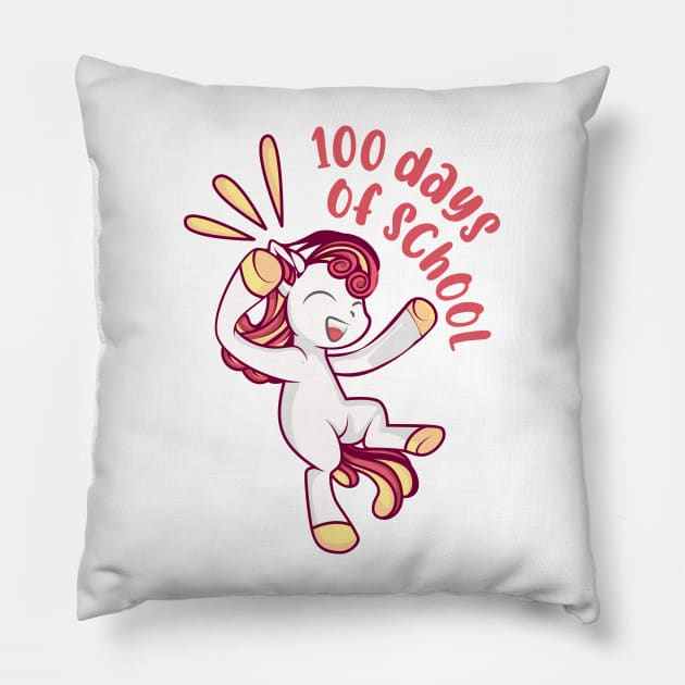 Happy 100 Days Of School Unicorn 100 Days Smarter Kids Pillow by alcoshirts