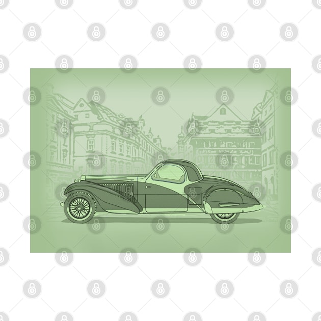 Vintage Automobile Illustration by DesignWood Atelier