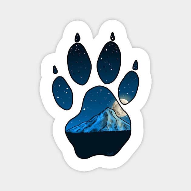 Wolf Paw Print - Mount Hood Magnet by FernheartDesign