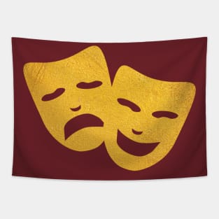 Gold Theatre Masks Tapestry