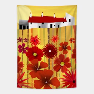 Field of Red Flowers Tapestry