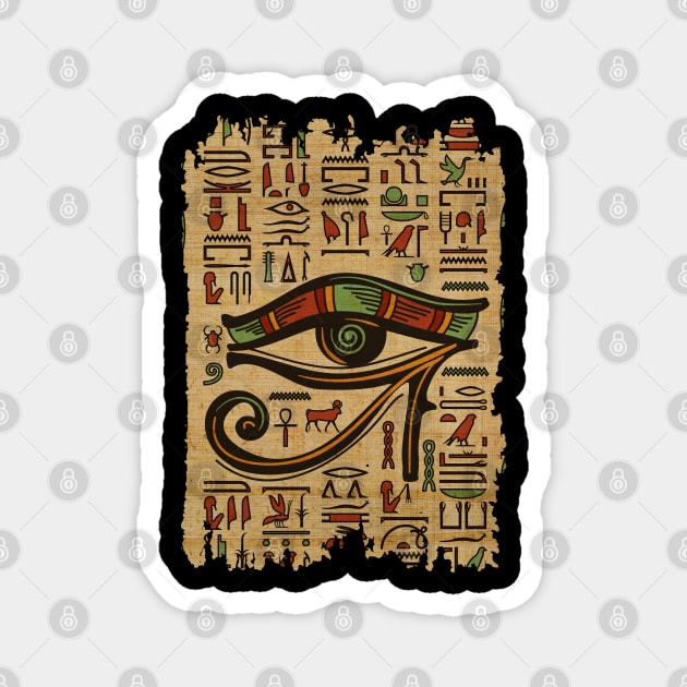 Egyptian Eye of Horus Ornament on papyrus Magnet by Nartissima