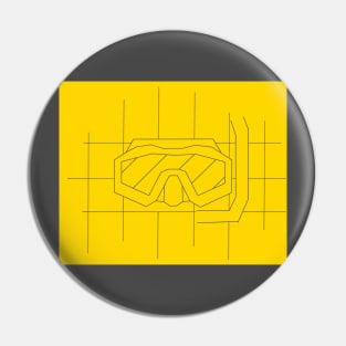 REVERSED GRID DRAWING OF A DIVE MASK yellow Pin