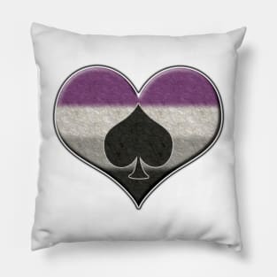 Large Asexual Pride Flag Colored Heart with Ace Symbol Pillow