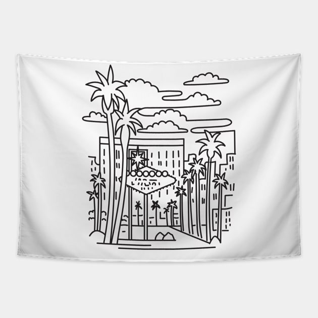 Welcome to Fabulous Las Vegas Sign in Nevada USA Mono Line Art Tapestry by patrimonio