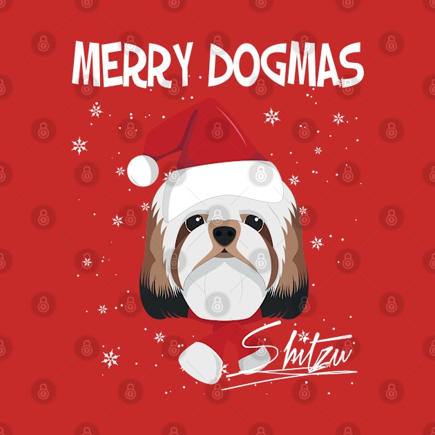 Merry Dogmas Shitzu Dog With Red Santa's Hat Funny Xmas Gift by salemstore