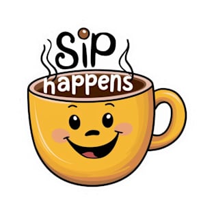 Sip Happens Kawaii Style Design T-Shirt