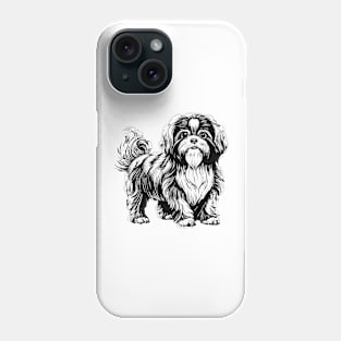 Shih Tzu Dog Breed Pencil Drawing Phone Case