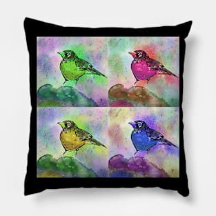 Cute Pop Art Painting of a Robin Pillow