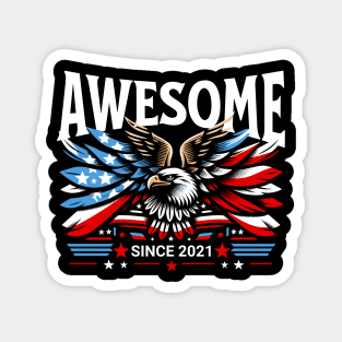 Awesome Since 2021 - Patriotic American Eagle Magnet