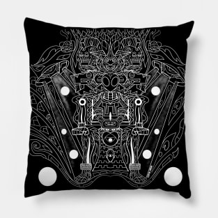 alien aztec knight in mictlan underworld throne ecopop art Pillow