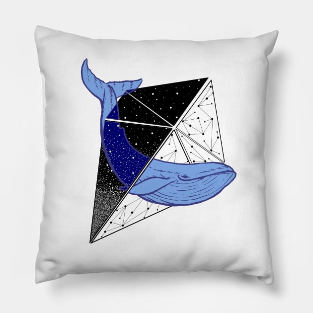 Space Whale geometric Star space design Pillow by creaturely