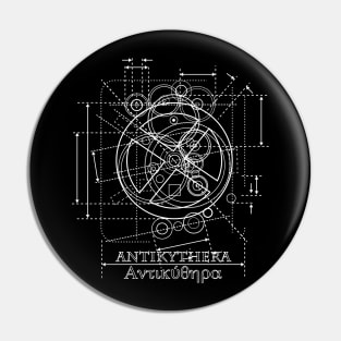 Antikythera Mechanism White Line Drawing Pin